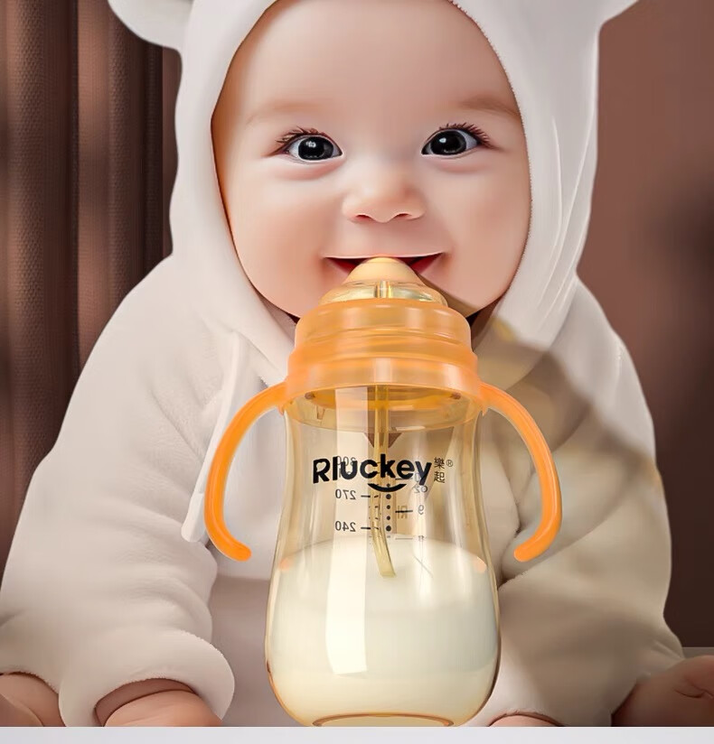 RLUCKEY PPSU Baby Bottle with Straw, Anti-Choking And Drop-Resistant Wide Neck for 6-12 Months And Above 11