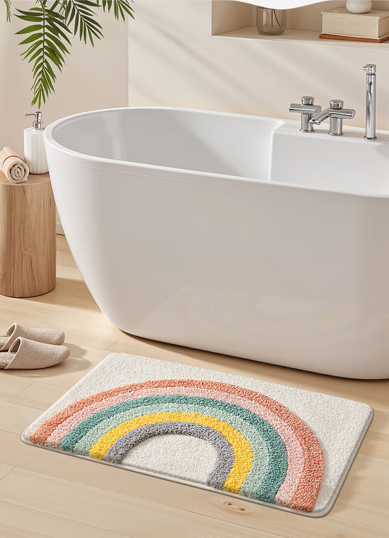 Dajiang Bathroom Mat, Toilet Entrance Absorbent Non-Slip Mat, Flocked Bath Mat, 50x100cm 13