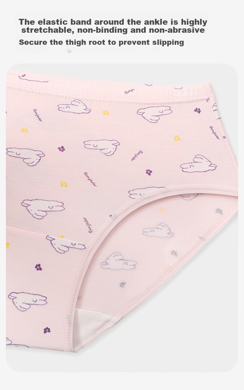 Jiusuiban Girls' Underwear, 50s Modal Antibacterial Thin Triangle Panties for Older Children, Baby A-Class Cartoon Cute Rabbit Shorts 10