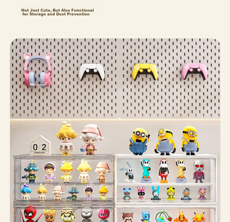 Anerya Action Figure Storage Box, Desktop Blind Box Display Stand, Magnetic Suction, Fully Transparent Model 7