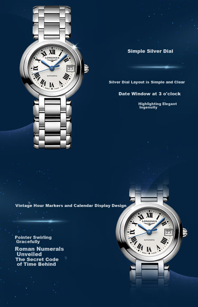 LONGINES Swiss Watch, Heart Moon Series, Women's Steel Strap Mechanical Watch L81114716 2