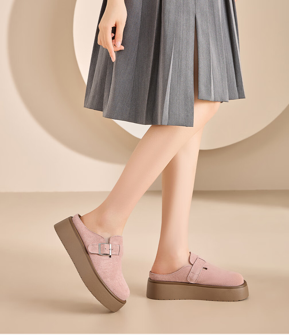 La Chapelle Women's Birkenstock Style Height Increasing Open Toe Slip-On Shoes Pink Size 38 12