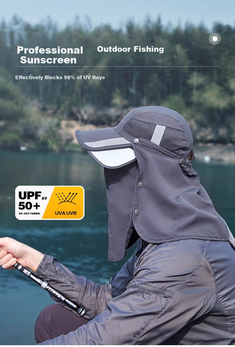 Hengyuanxiang Sun Hat for Men, Outdoor Summer UV Protection Cycling Fishing Sun Protection Hat with Face Shield And Neck Guard Integrated Mountaineering Cap 1