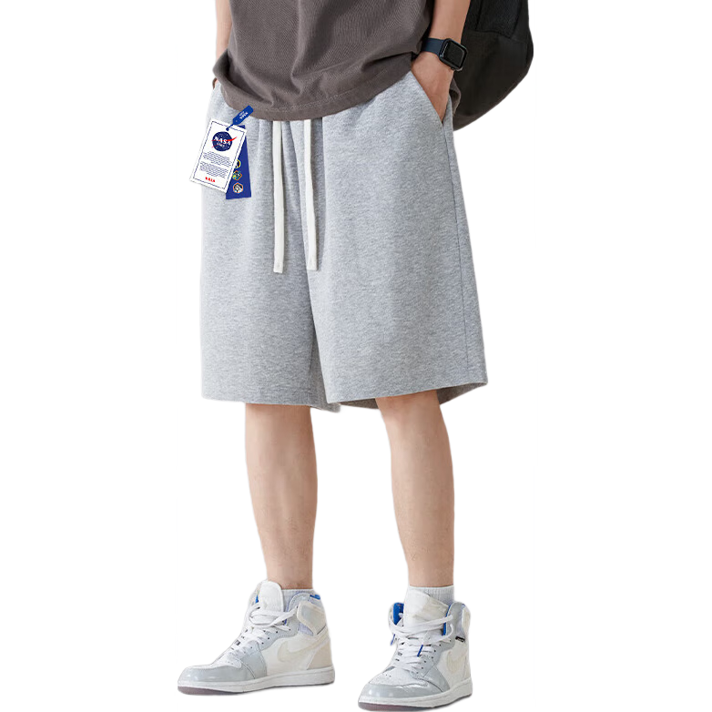NASA GISS Men's Shorts, Summer Casual Five-Point Pants, Loose-Fitting Large Size Sports Basketball Shorts Beach Shorts, Gray, M