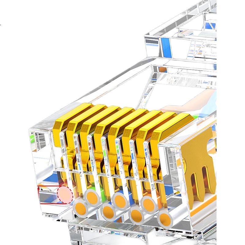 Коннекторы AMPCOM Crystal Head Cat5e, 30 шт., позолоченные, 30U, для гигабитных Ethernet кабелей, RJ45, 8P8C