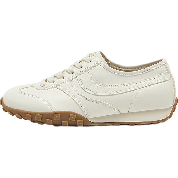 Bata Caramel Training Shoes, Forrest Gump Shoes for Women, Spring Cowhide Thick-Soled Casual Sneakers, VRV27AM5