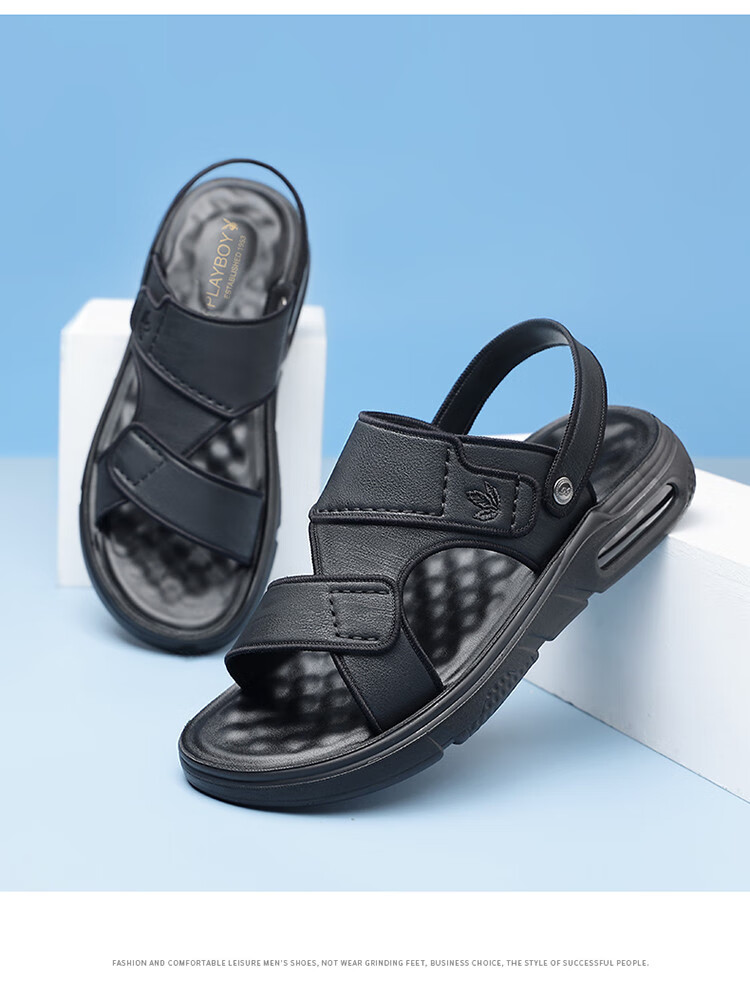 PLAYBOY Men's Outdoor Lightweight Breathable Trendy Comfortable Fashion Air Cushion Sandals Gray Brown Size 42 12