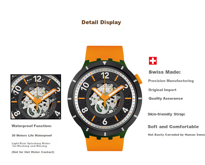 Swatch Swiss Watch, Natural Inspiration Series Luminous Trendy Men's Quartz Watch, Graduation Gift, Ice Peak Ultimate 8