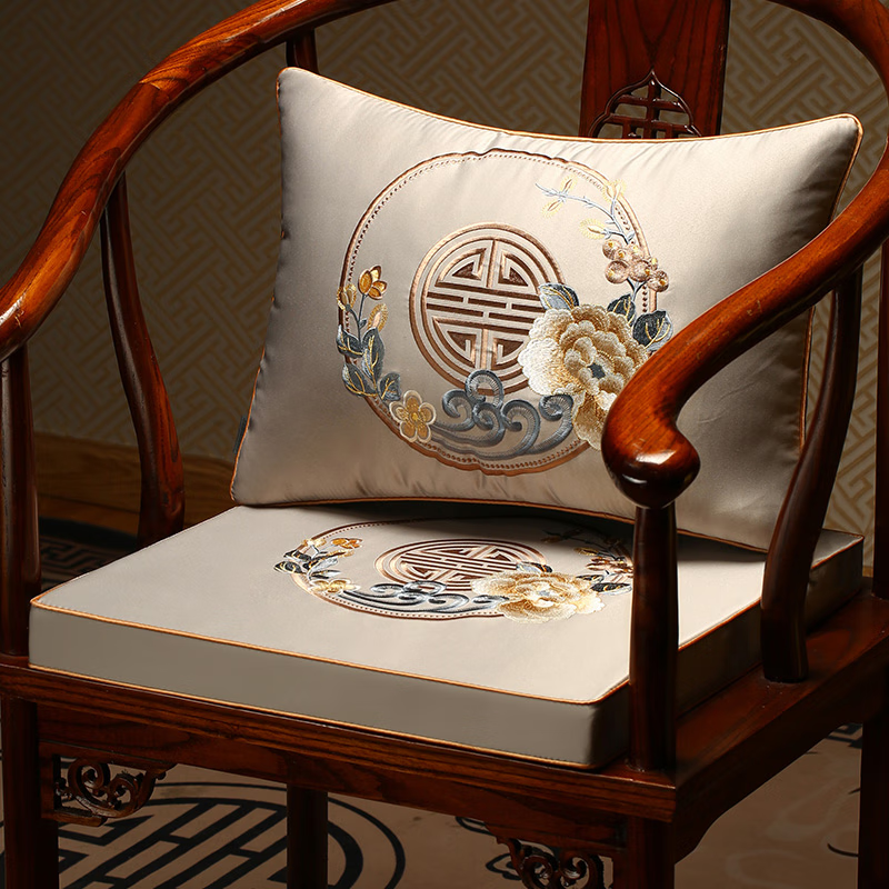 Huamanshengting Rosewood Chair Cushion, Chinese-Style Tea Table Chair Pad, Car Seat Cushion, Huaxiangrong Ash (5cm Latex), 45*38cm