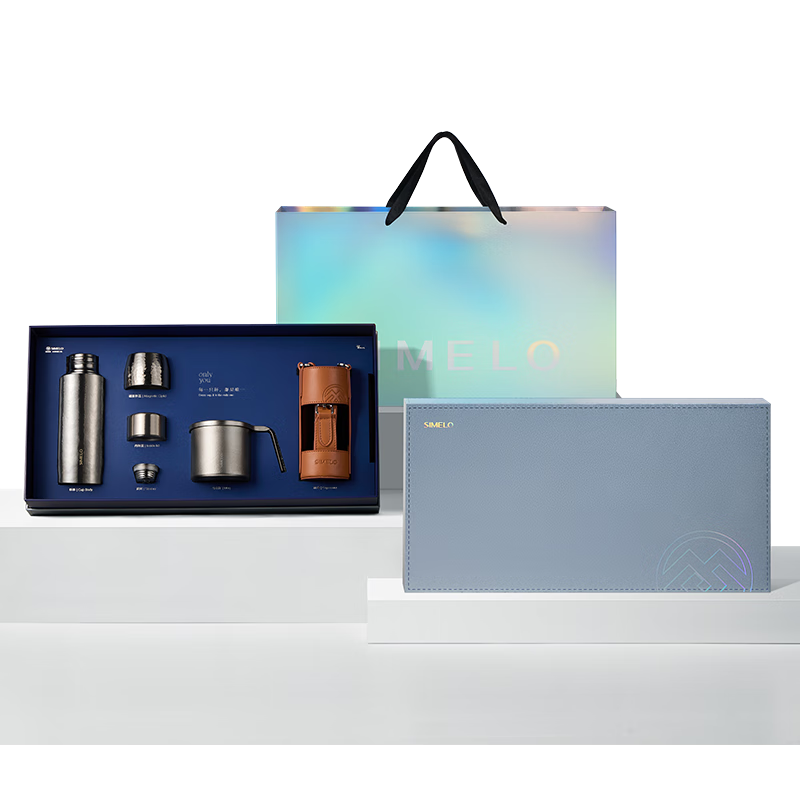 SIMELO Pure Titanium Insulated Mug Unisex Outdoor Stylish Tea Cup Titanium Water Bottle Mug Valentine's Day Gift Box Set