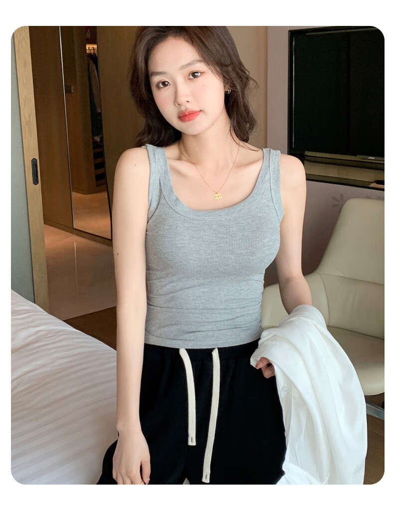Langsha Women's Summer 2026 New Ribbed Slim Fit Camisole Tank Top for Layering and Outerwear 9