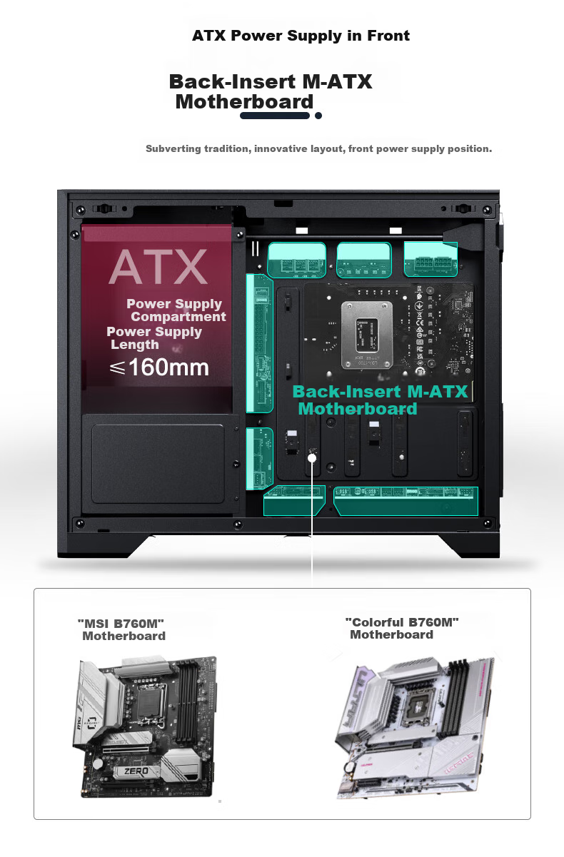 PHANTEKS XT M3 Mini Whirlwind MATX Black Side-Transparent Cooling Stand Desktop Small Case (360mm Water Cooling/9 Fan Positions/Four-Slot PCI/Type-C 20Gb) 3