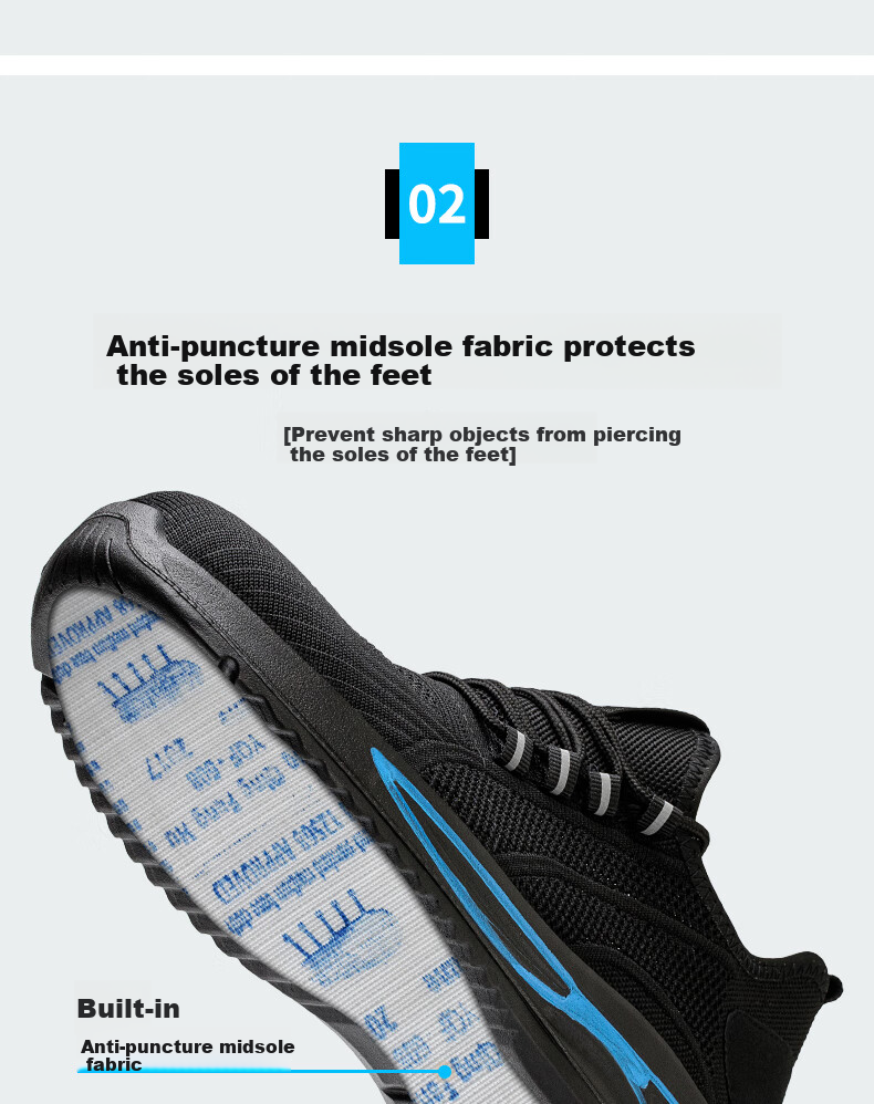 Shierlingzhi Safety Shoes for Men, Anti-Smashing, Anti-Puncture Steel Toe, Wear-Resistant, Lightweight, Breathable Work Functional Shoes 360s Mesh 39 4