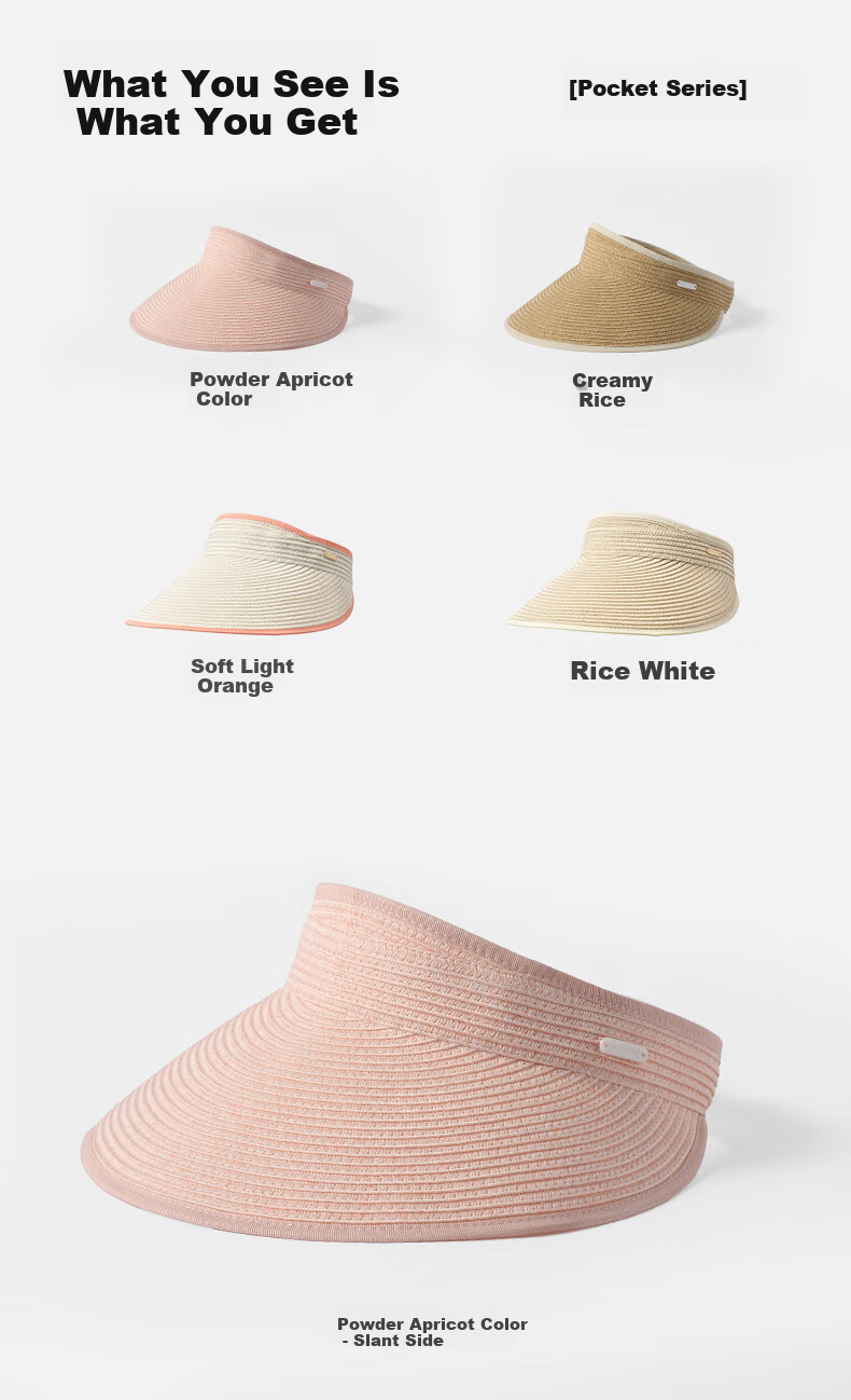 Kenmont Children's Foldable Beach Straw Hat, Spring And Summer UV Protection, Open-Top Sun Hat, Ponytail Hair Tie Sun Protection Hat, Km-4420 7