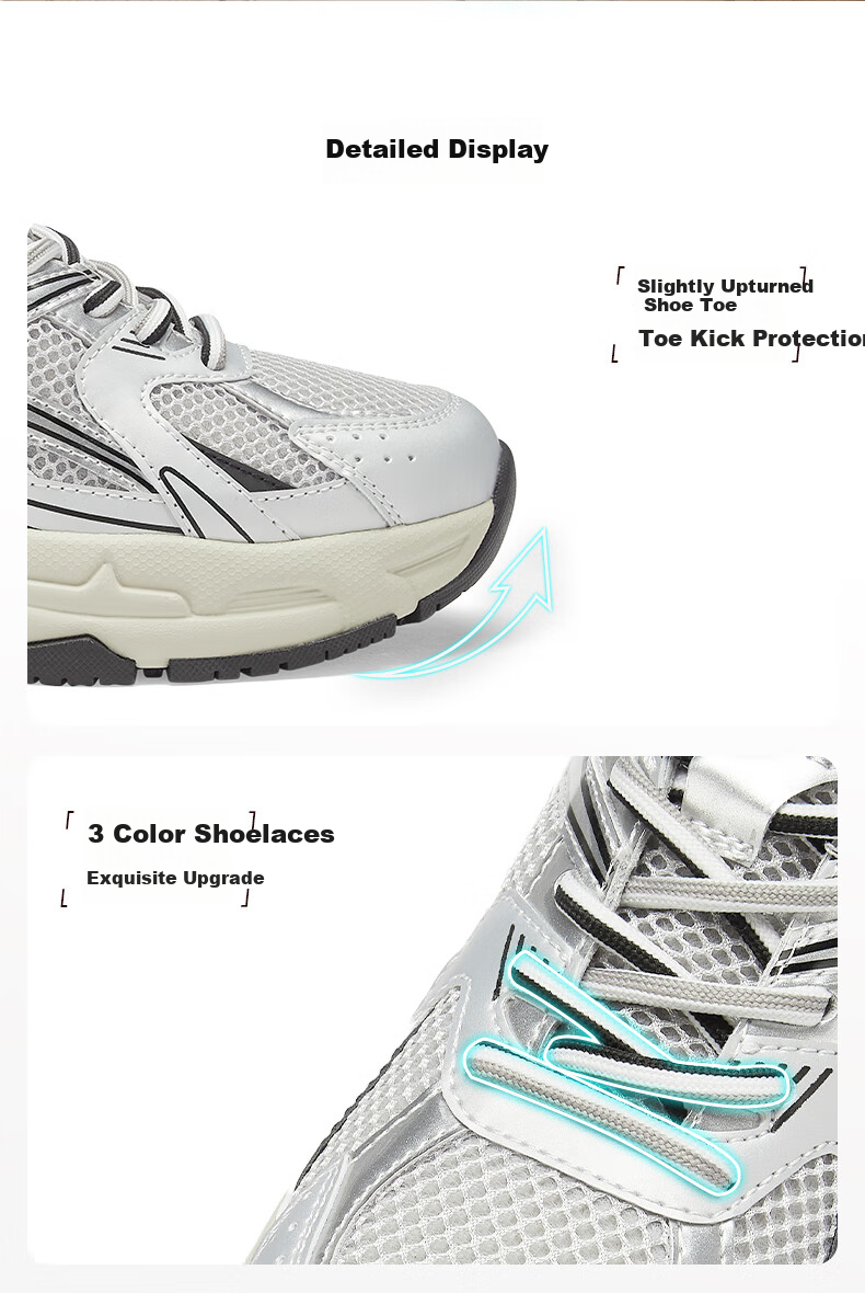 73Hours Women's Shoes, Silver Starry Sky New Style, Thick-Soled Heightening Dad Shoes, Casual Sneakers, Fashionable Women's Footwear 10