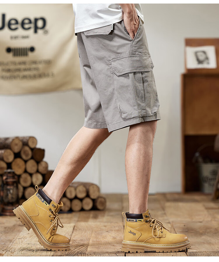 JEEP Men's Cargo Shorts, Five-Point Casual Style, Summer 2026 Thin Version, Loose Straight-Leg High-Quality Breathable Mid-Length Pants for Me 8