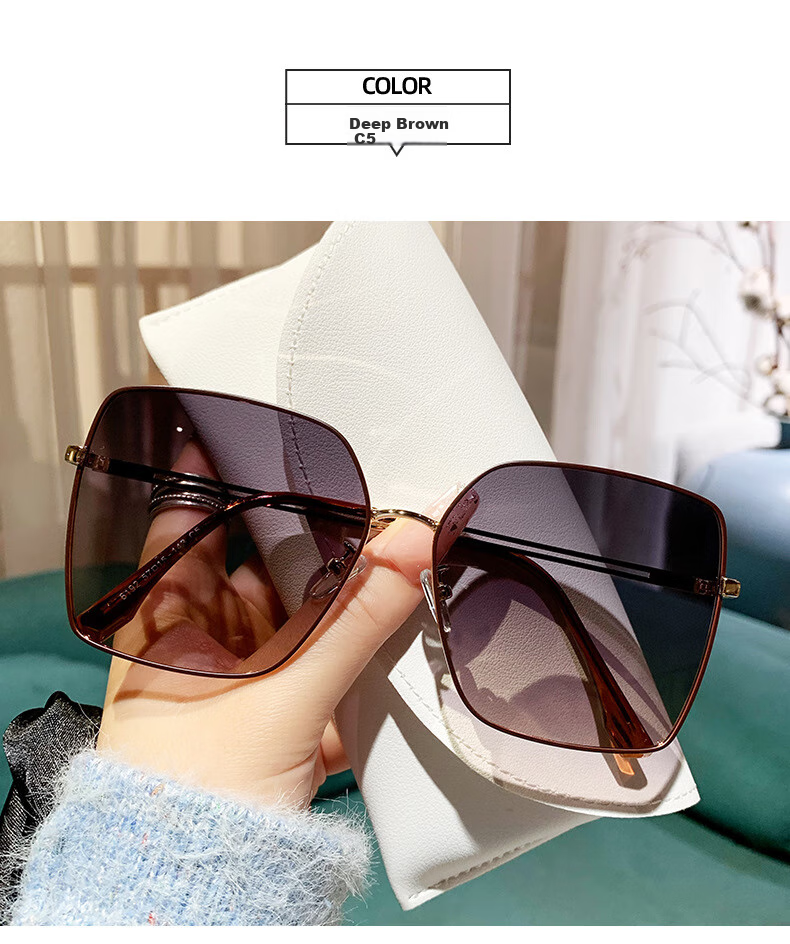 Mushe Fashion Women's Polarized Sunglasses UV400 Anti-Ultraviolet Street Photography Sunglasses Large Frame Korean Style Trendy Sun Protection Goggles 15