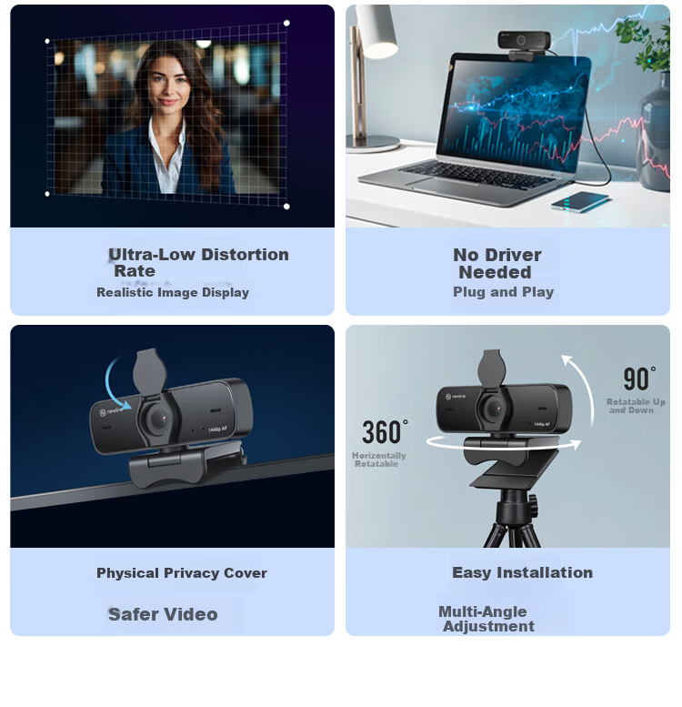 Newline 12 Million 2.5K HD Webcam with 72° Wide-Angle Microphone for Video Conferencing, Desktop TV Streaming, Online Gaming And Online Classes USB NewEye40 3