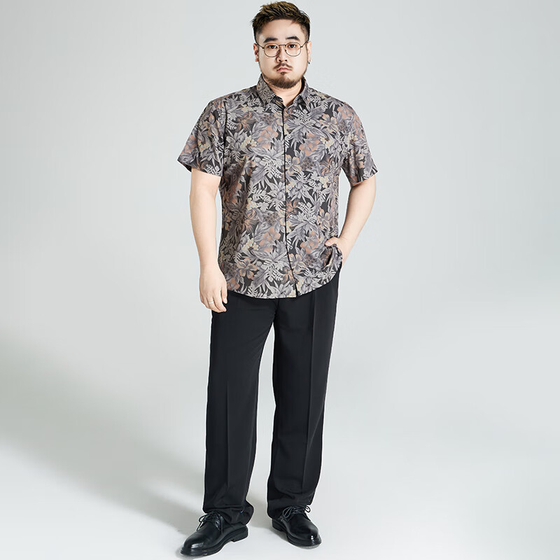 Ayoupang Large Size Summer Elastic Seamless Floral Shirt, Loose Fit, Plus Size Short Sleeve Shirt for Me