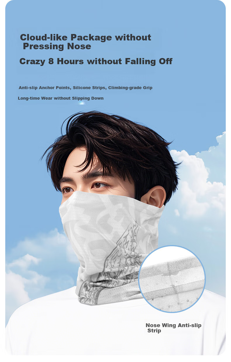 Li-Ning Ice Silk Sun Protection Face Mask, Cycling Outdoor Men's Neck Gaiter, Magic Headband, Summer UV Protection Multifunctional Face Cover 4