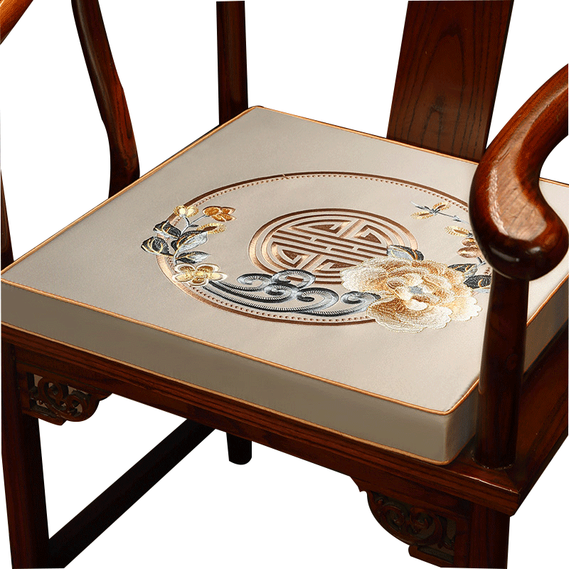Huamanshengting Rosewood Chair Cushion, Chinese-Style Tea Table Chair Pad, Car Seat Cushion, Huaxiangrong Ash (5cm Latex) 45*45cm