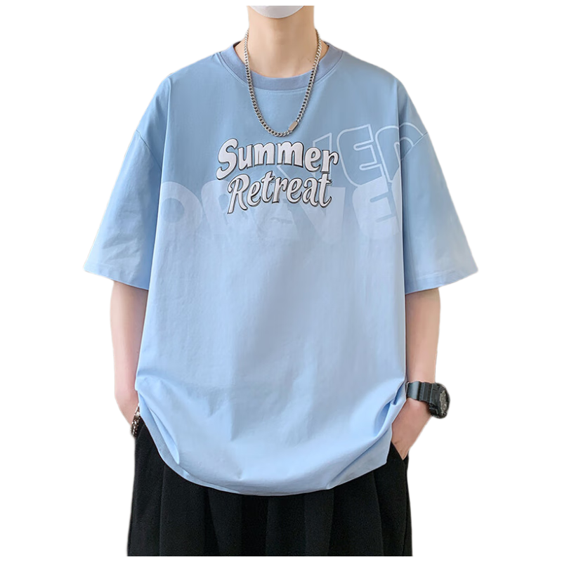 Zofili Gradient Color Short Sleeve T-Shirt Men Summer 2026 New Trendy Cool Round Neck Casual Loose Fit Versatile Half Sleeve Tee