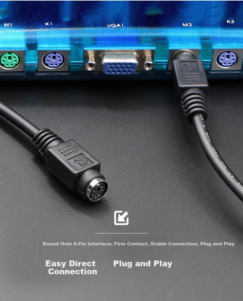 BOSENDE PS2 Extension Cable, Male to Female 6-Pin 6-Core Extension Cord, Direct Connection to Computer Mouse Keyboard Extension Cable with Round Head Pure Copper, 2 Meters BSD-PS2 3