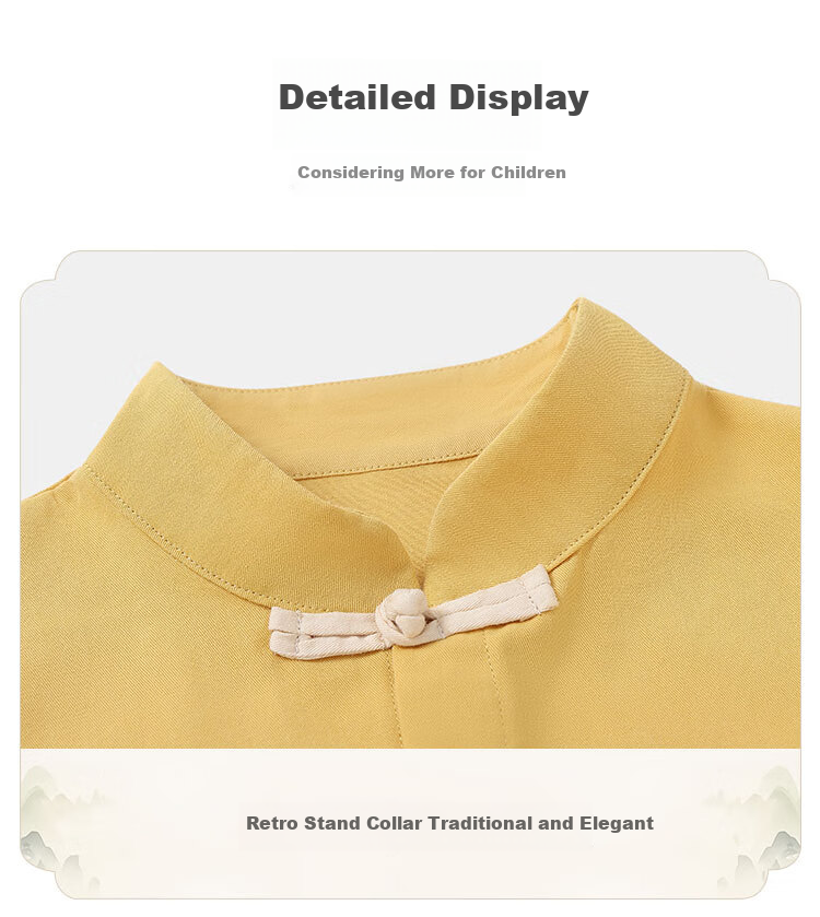 Disney Boys' Outfit Set, Children's Chinese-Style Hanfu, Autumn Tang Suit for Young Kids, New Chinese-Style Clothing, Ginger Yellow + Khaki, Size 140 8