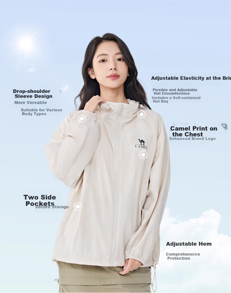 CAMEL 【Muguang C+】 UPF400+ Sunscreen Jacket Spring Summer 2025 Original Yarn Unisex Cooling Sun Protection Coat 9001 2XL 6