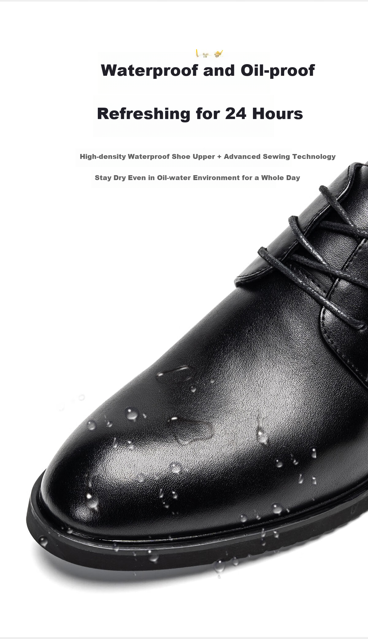 Huili Leather Shoes for Men, Business Casual Shoes, Fashionable Versatile Wedding Groom Formal Derby Shoes, Black (Height Increasing), Size 44 10