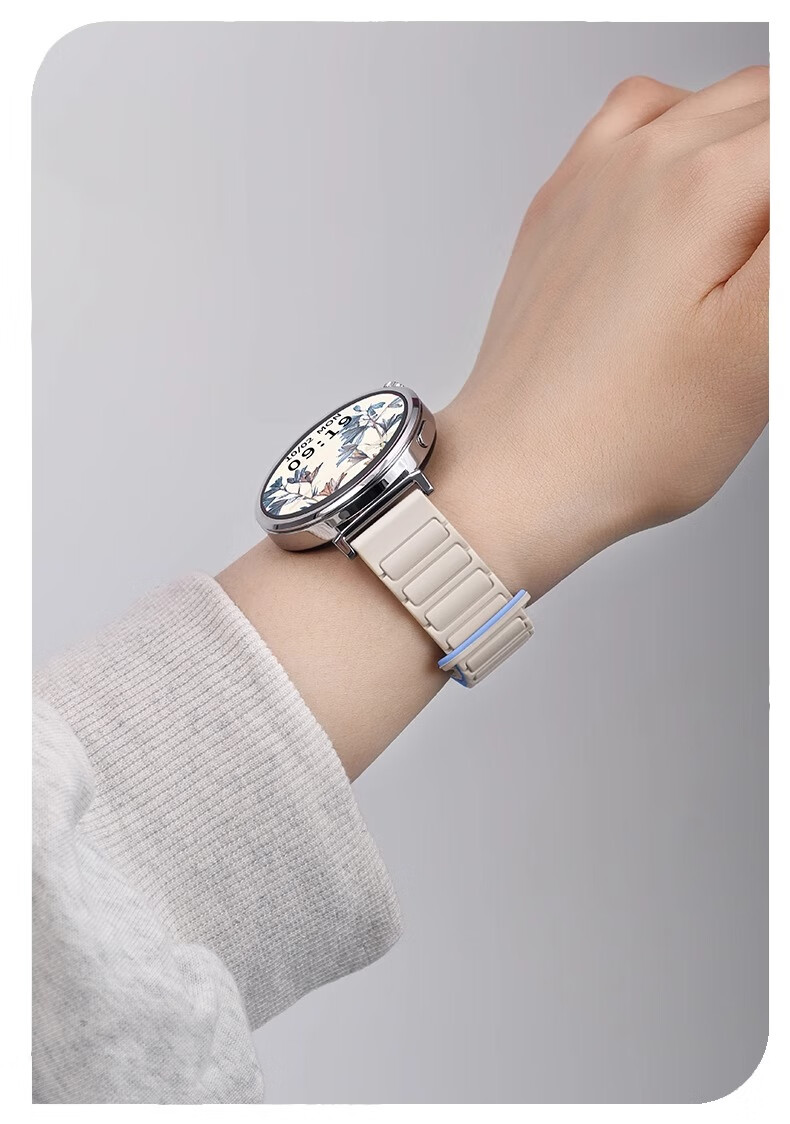 Iboann Compatible with Huawei GT5/GT6 Watch Band for Women, Magnetic Silicone Strap for GT6 PRO, Herringbone Pattern Summer Mint Fresh Women's Watch GT5Pro Wristband 42mm 10