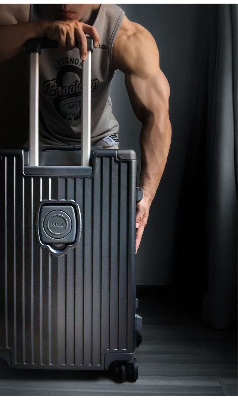 DULA Luggage High-Quality Suitcase with Cup Holder, Multifunctional Trolley Case for Men And Women, Travel Suitcase with Password Lock, Trendy Black Rose 26-Inch 2