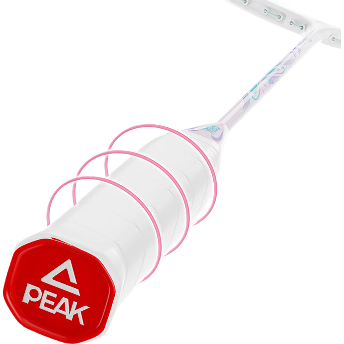 PEAK Beginner's Peach Blossom Entry-Level Series Badminton Racket, Carbon Fiber Professional Training Durable, Suitable for Men And Women, White And Gree