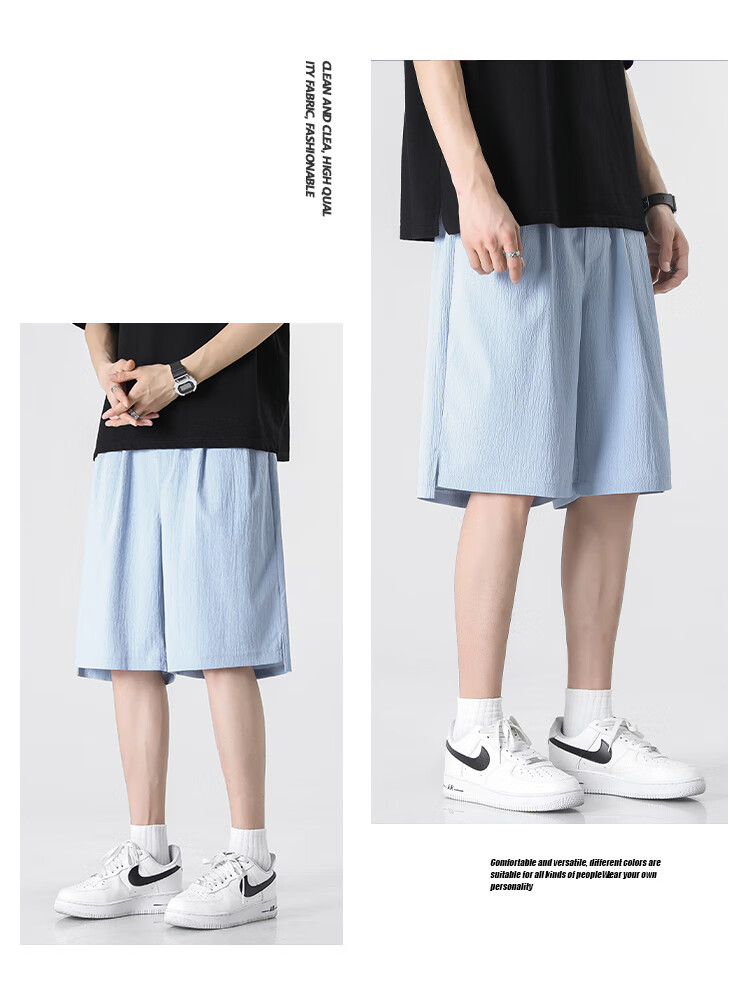 Dingfengbaoluo Summer Ice Silk Men's Loose Fit Comfortable Breathable Casual Sports Five-Point Shorts HZ21 Dark Gray 3XL 8