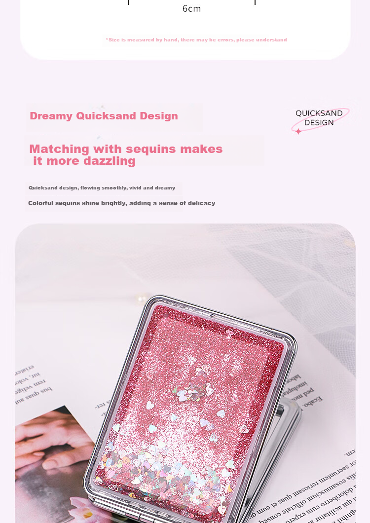TaTanice Portable Makeup Mirror, Sand-Like Mirror Cover, Double-Sided Mirror, Foldable Small Mirror, Gift for Girlfriend, Birthday Present, Children's Beauty Dressing Mirror 1