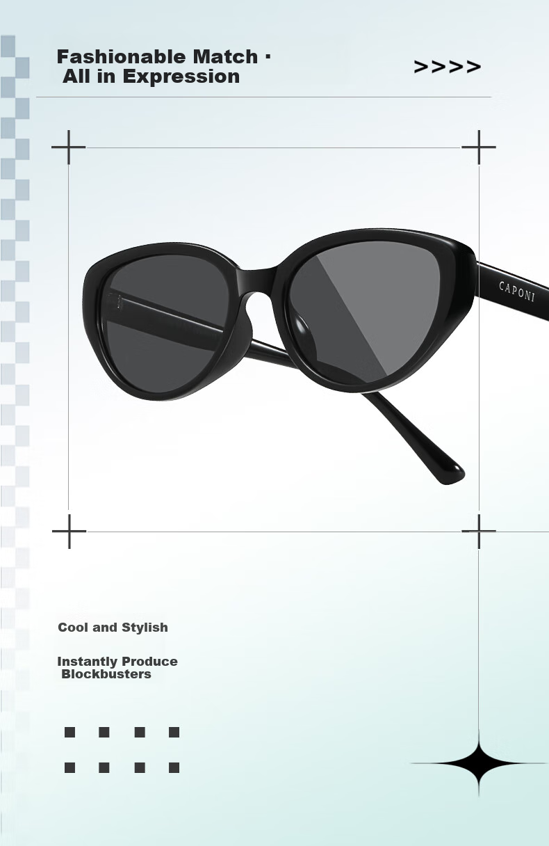 CAPONI Cat Eye Sunglasses for Women, Polarized, Suitable for Nearsighted Drivers, UV Protection, Sun Protection, Small Frame, Retro Style, Slimming And Fashionable 5