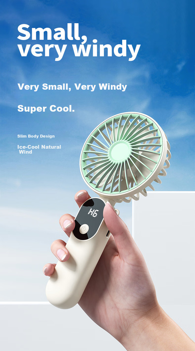 KOVOL Handheld Mini Fan, Foldable Portable Stand, USB Fan, Desktop High-Power Neck-Hanging Fan for Outdoor, Student Dormitory, Office, Rechargeable Personal Small Electric Fan with Ultra-Long Battery Life 4
