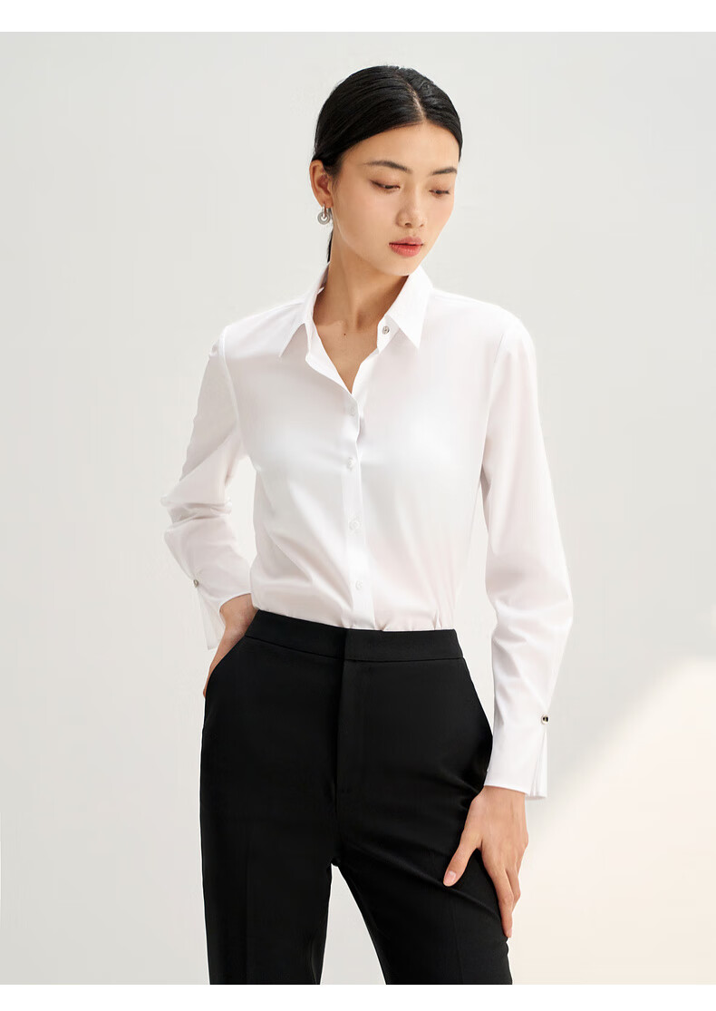 G2000 Modal Stretch Women's Comfortable Skin-Friendly Spring Summer Office Long Sleeve Shirt Ice Blue 34 6