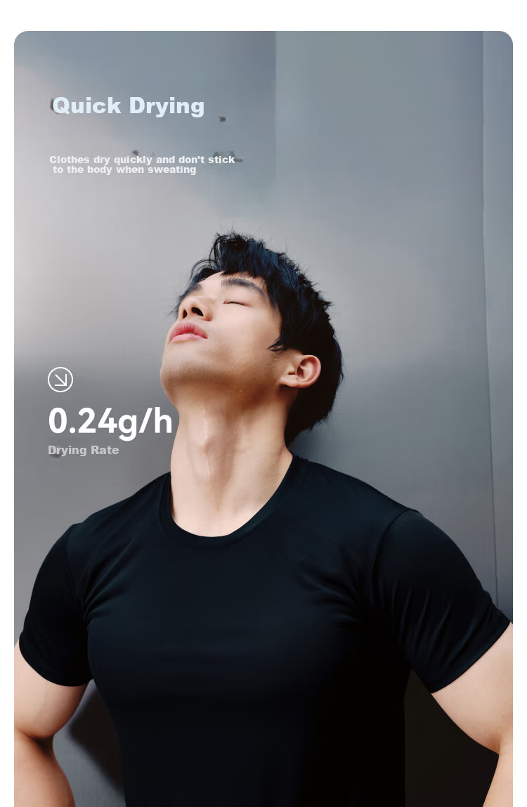 JD Original Summer Men's Fitness Outdoor Sports Short-Sleeve Quick-Dry Ice Silk Elastic T-Shirt Running Clothes, Gray-Green, 3XL 7