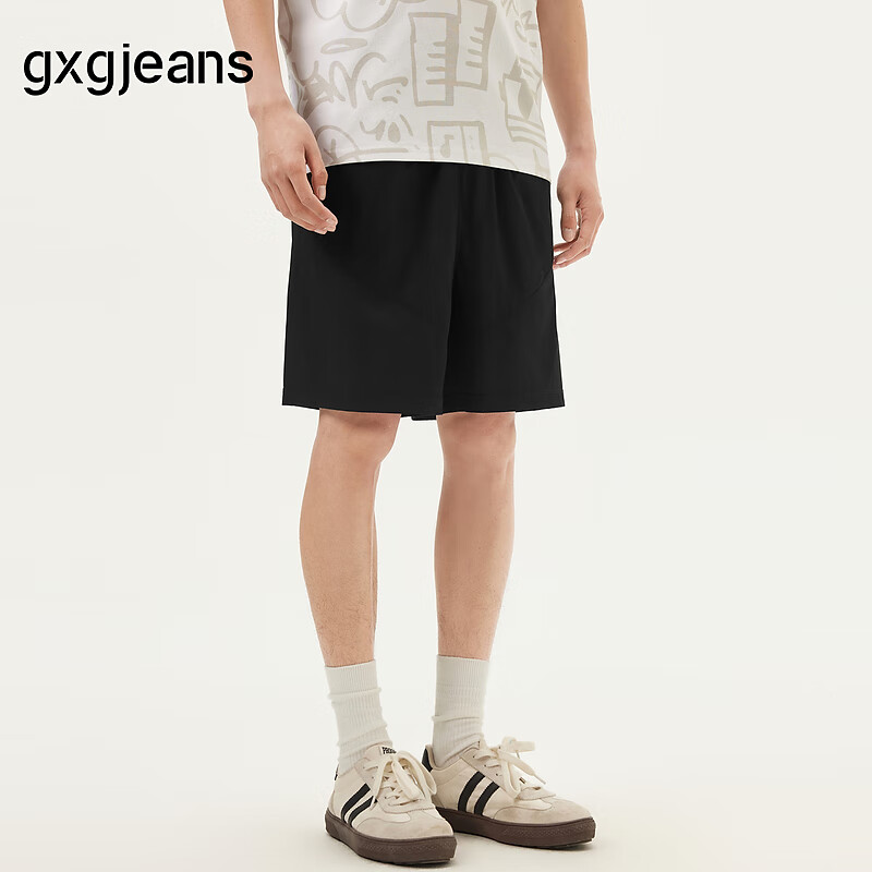 Gxgjeans Men's Basic Loose Straight Casual Shorts 2025 Summer New Black 175/L