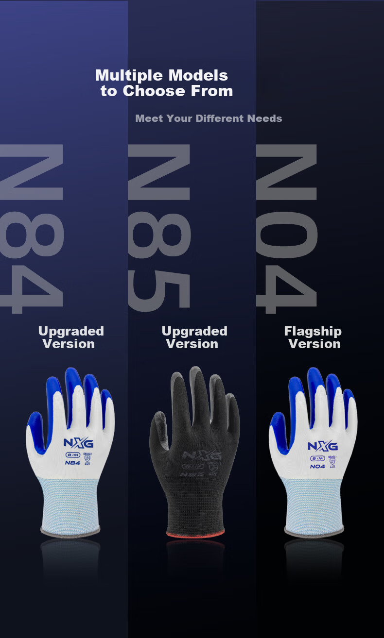 NXG Coated Work Gloves, Nitrile Rubber Wear-Resistant Non-Slip Rubber, Construction Site Protective Work Gloves N85 10