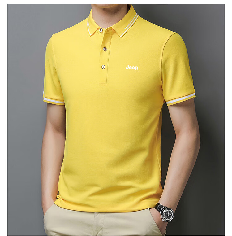 JEEP Short-Sleeve T-Shirt for Men, Summer Business Casual Polo Shirt, Loose-Fitting Men's Clothing, 9988 Gray, XL 10