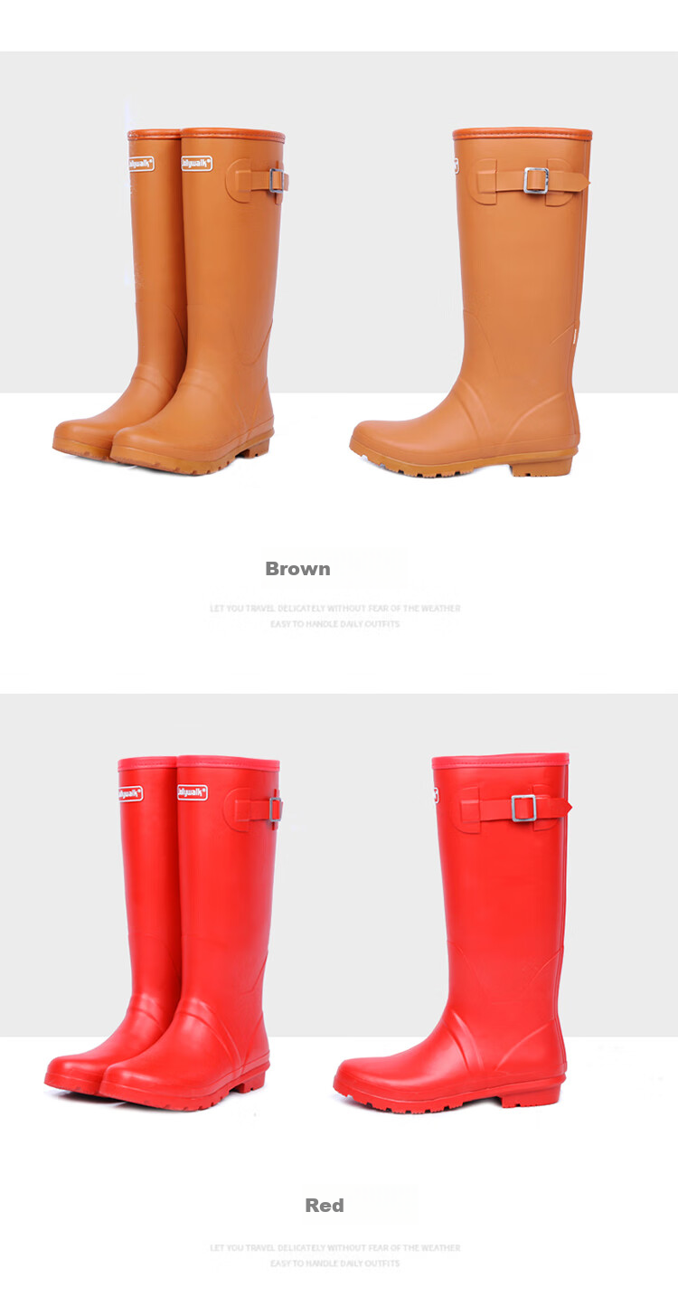 Jolly Walk Women's Fashion Boots, High-Top Boots, Non-Slip Rain Boots, Waterproof Rain Boots, Riding Boots JW113 Black 39 9