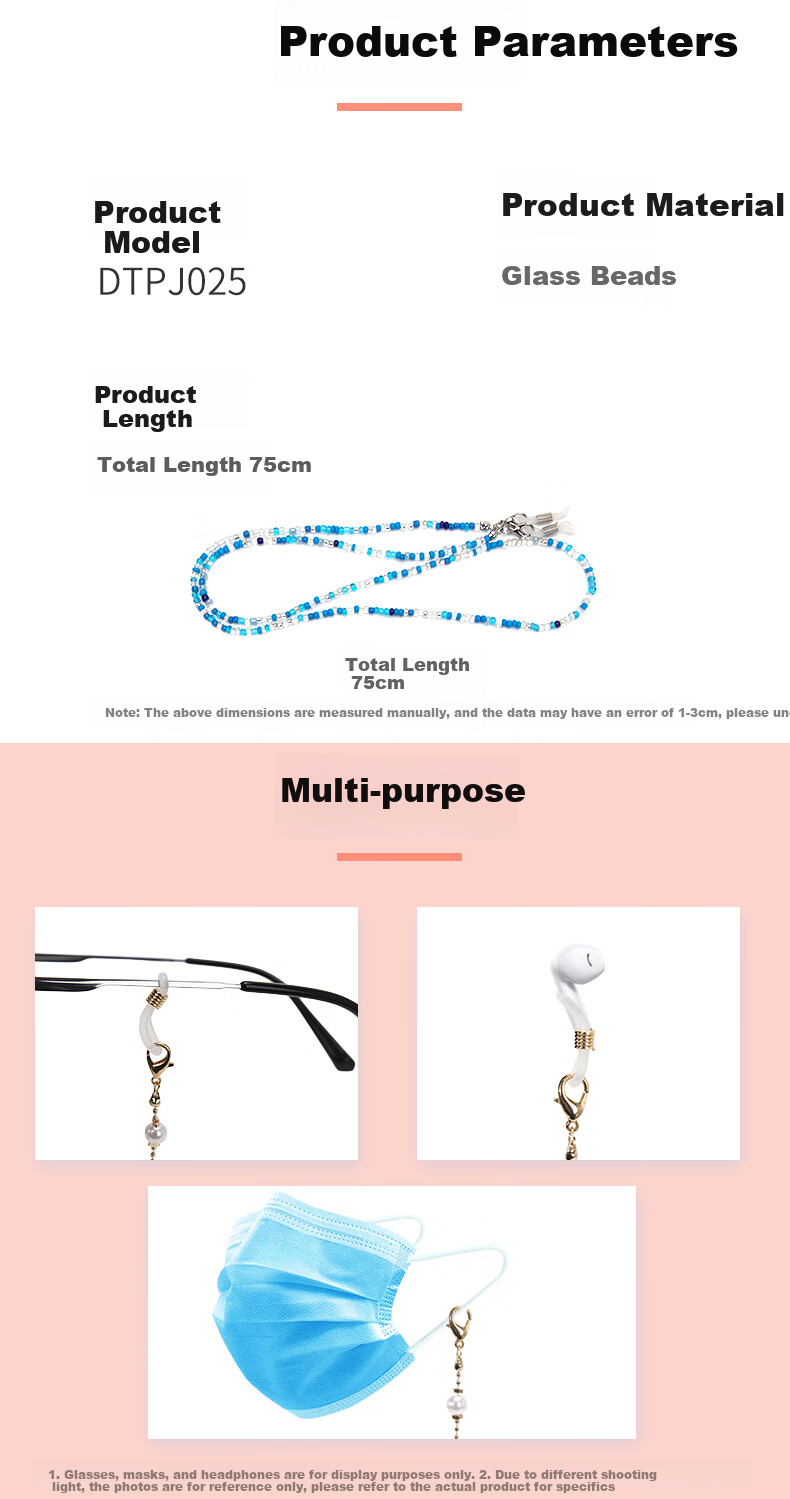 DRATRA Eyeglass Chain, Neck Strap for Women, Anti-Slip Chain for Reading Glasses, Handmade Beaded Accessory 10