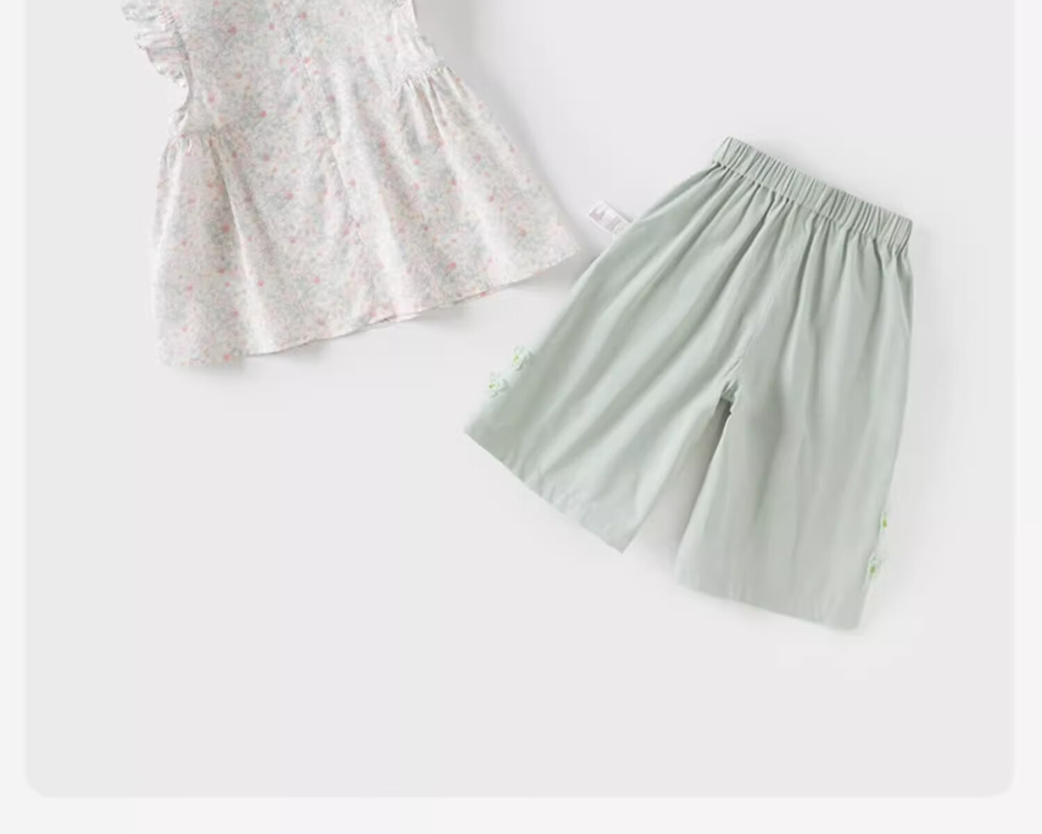 DAVE & BELLA Girls' Cooling Capri Pants Set, Summer Outfit for Older Children, Antibacterial Chinese Style Two-Piece Set 15