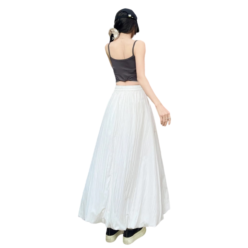 Free Style Bud Half Skirt Women 2026 Summer New Elastic High Waist Draped Slim Lantern Skirt Lazy A-Line Mid-Length Skirt