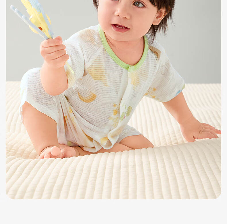 Shiyuejiejing Baby Romper, Summer Thin Short-Sleeve Pure Cotton Onesie Bodysuit Newborn Clothes Class A 18