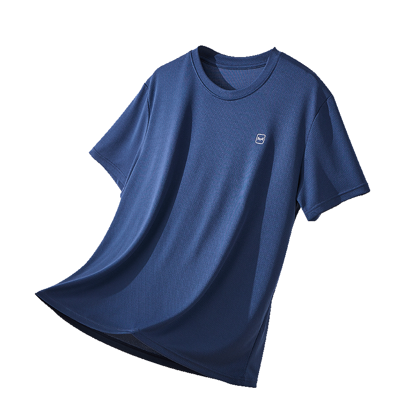 MiiOW Men's Cooling Quick-Dry Short Sleeve T-Shirt Summer Ice Silk Thin Breathable Sports Casual Top Blue 3XL