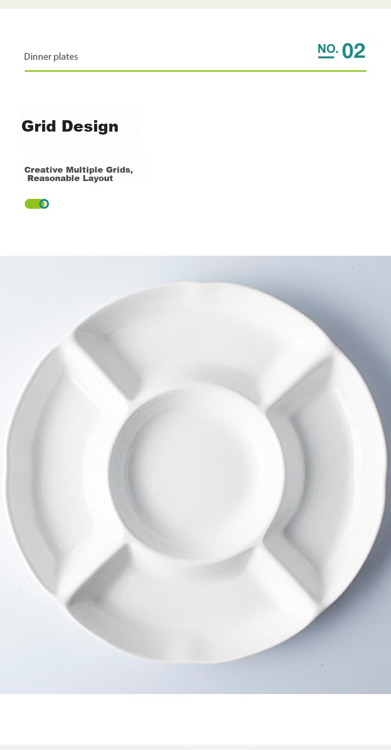 AOmeiyou Ceramic Plates, Divided Dining Plates, Low-Calorie Plates, Postpartum Meal Plates, Student Fast Food Plates, Braised Meat And Vegetable Plates, Dried Fruit And Fruit Salad Plates 5