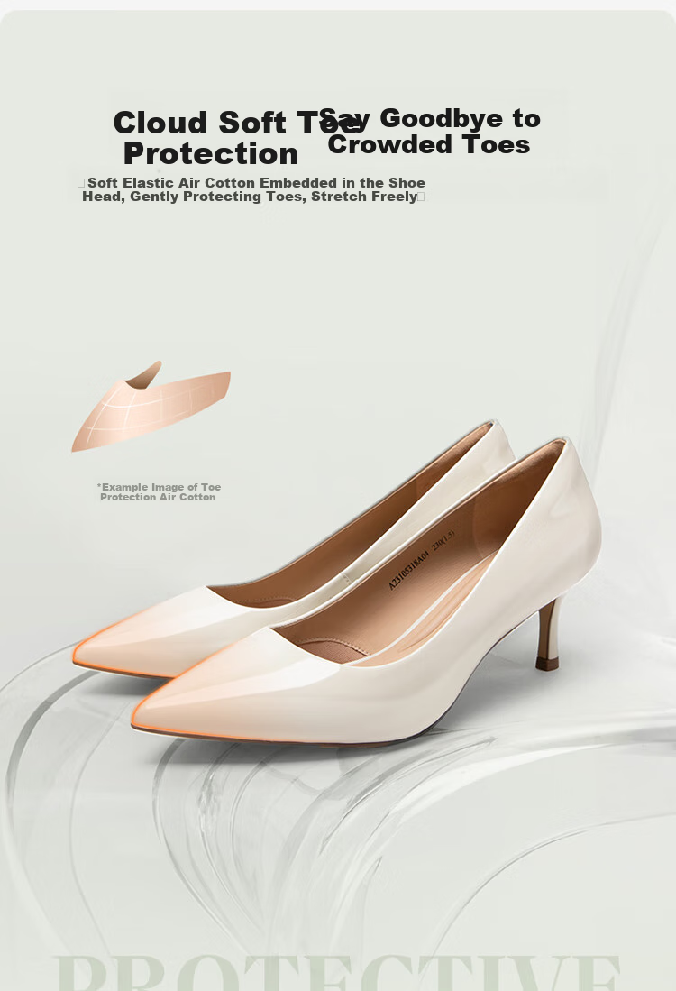 C.BANNER [Silent Series] Cloud-Soft Shallow Mouth Thin Heel Fashion Pumps A23105318, Red, Size 35 1